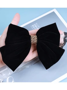 1pc Long Velvet Hair Bow Black Bow Hairpin Ribbon Velvet Hairpin Big Bow Hairpin Hairpin Velvet Bow Hairpin Headpiece Ladies Hairstyle Valentine's Day Accessories Valentines Hair Clips Claw Clips Hair Claws Hair Slide Hair Barrettes, School Stuff, Hair Accessories - Black a - View 6