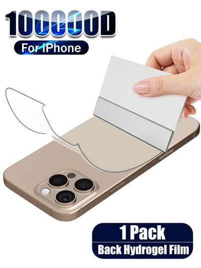 1 Pc Back Hydrogel Film Compatible With IPhone 17 16 15 11 12 13 14 Pro Max Mini Plus Screen Protector Compatible With IPhone X XR XS MAX Not Glass Waterproof Shockproof Anti-Fall Anti-Fall Scratch Resistant Anti-Fingerprint Full Cover