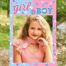 1pc Gender Reveal Birthday Party Handheld Photo Paper Frame, Pink Photobooth Prop, Party Supplies Birthday Shower Party Decoration,Christmas