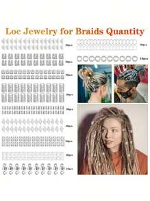 280pcs Silvery Metal Hair Braiding Rings & Cuffs Set - Hip-Hop Punk Style Hollow-Out Dreadlock Beads For Women And Girls, DIY Braid Jewelry Accessories, Solid Color Hair Clips For Stylish Updos And Braids Valentines, School Stuff