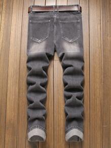 Men's Fashionable Casual Outdoor Leisure Distressed Denim Jeans, Versatile Streetwear For All Seasons
