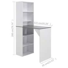 Stylish White Bar Table With Storage Cabinet 115x59x200 Cm Perfect For Home Or Office - White - View 5