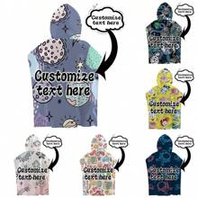 1pc Customizable Cartoon Pattern Wearable Hooded Poncho Towel, Adorable Personalized Super Absorbent Quick-Dry Microfiber Towel Cloak, Suitable For Swimming, Travel, Beach Bathroom Decor Fall Decor Beach Essentials Back To School