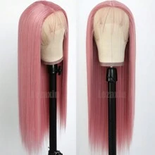 Gorgeous Dark Pink Synthetic Lace Front Wigs Pre Plucked Long Straight Hair Wigs Glueless Pink Straight Wigs Heat Resistant Fiber Hair Christmas Wig Pink Lace Front Wigs For Fashion Women For Daily Party Cosplay Use