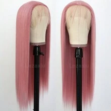 Gorgeous Dark Pink Synthetic Lace Front Wigs Pre Plucked Long Straight Hair Wigs Glueless Pink Straight Wigs Heat Resistant Fiber Hair Christmas Wig Pink Lace Front Wigs For Fashion Women For Daily Party Cosplay Use