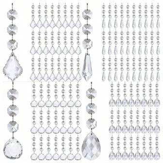 12pcs/24pcs/36pcs Tree Decorations Ornaments, Hanging Clear Acrylic Crystal Ornaments For Tree Indoor Home Decor, Birthday New Years Party Wedding Party Celebration Decor Supplies Bulk,Home Decor ,Room Decor,Wall Decor Gifts Graduation