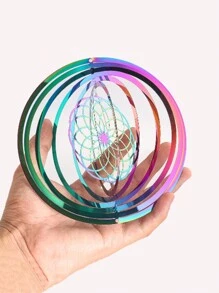 1 件北欧渐变 3D 旋转风铃，不锈钢动能视觉效果，户外花园悬挂装饰 - 彩色 - 查看 10