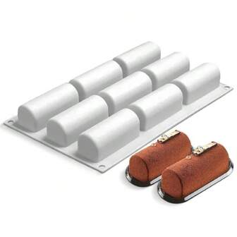 3D Silicone Mold, 9 Cavity Rod Shape Chocolate Truffle Mousse Cake Dessert DIY Baking Mold Baking Tool