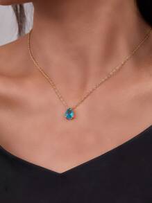 18K 不锈钢水滴形项链，镶嵌锆石，适合 12 月诞生石，时尚优雅 - 項鍊 - 查看 10