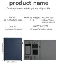 Customize Your Name A4 Folder Office Storage Business Leather Official Document Manager Folder Contract Signing Book Office Supplies,Back To School,School Supplies - A4 - View 6