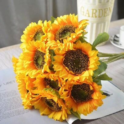 7 bông hoa hướng dương thật dùng làm đồ thủ công DIY và trang trí nhà cửa - Hoa giả nở trong nhà/ngoài trời dùng làm hoa cưới và trang trí bàn tiệc.