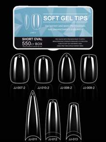 550 stuks/doos Transparante Ultra- Stiletto/Cofiin/Vierkante/Amandel/Ovale Nageltips Kunstnageltips Voor Nail Art Supplies