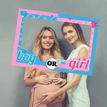 1pc Gender Reveal Birthday Party Handheld Photo Paper Frame, Pink Photobooth Prop, Party Supplies Birthday Shower Party Decoration,Christmas