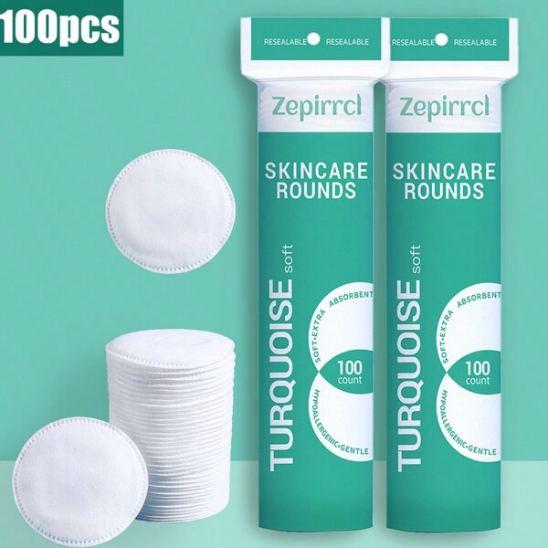 Zepirrcl 100/300 piezas Almohadillas desmaquillantes desechables de alta calidad, redondas, suaves y respetuosas con la piel, aptas para todo tipo de pieles, limpieza facial, hidratación, herramienta para desmaquillaje, tamaño portátil 6*6cm