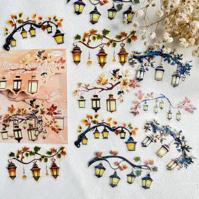 12 PCS Junk Journal Stickers Transparent PET Decorative Stickers Collage Junk Journal DIY Scrapbooking Supplies Decor Sticker Back To School