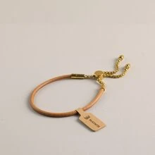 BLKSMTH BLKSMTH 18K Gold Plated Tassel Drawstring Adjustable Leather Bracelet For Women