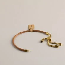 BLKSMTH BLKSMTH 18K Gold Plated Tassel Drawstring Adjustable Leather Bracelet For Women