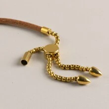 BLKSMTH BLKSMTH 18K Gold Plated Tassel Drawstring Adjustable Leather Bracelet For Women
