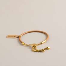 BLKSMTH BLKSMTH 18K Gold Plated Tassel Drawstring Adjustable Leather Bracelet For Women