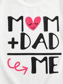 3 pièces/Set Nœud pour bébé fille, T-shirts imprimés de lettres et motifs graphiques, printemps/été
