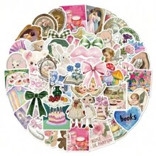 50Pcs Y2k Stickers Cutecore Stickers 2000s Stickers Aesthetic Stickers Y2k Gifts Vintage Stickers Stickers Vinyl Waterproof Stickers For Water Bottle, Laptop, Phone, Skateboard, Scrapbooking, Journaling Gifts - Multicolor - View 8