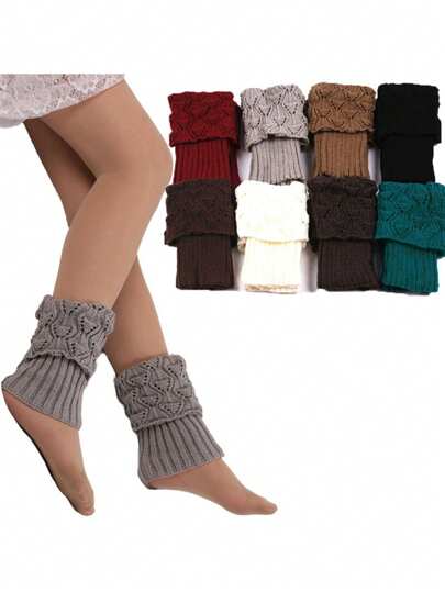 1 par de meias flip over, boca de peixe curta e capas de pés, botas de perna vazada, capas de perna de fio, decoração quente