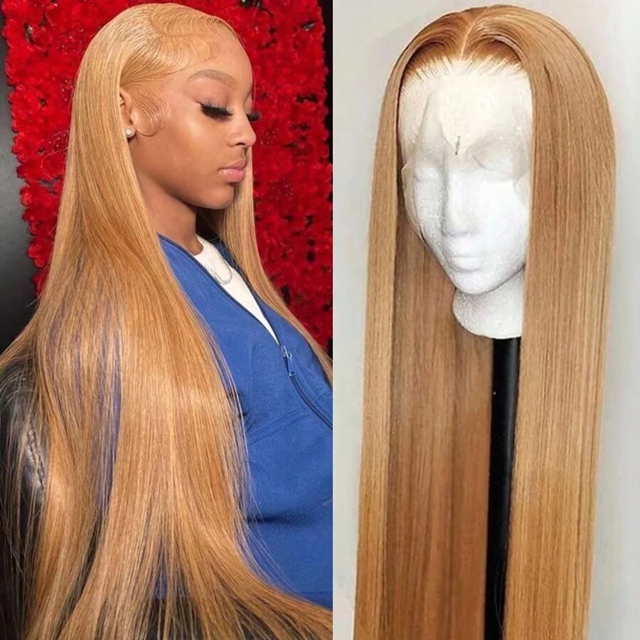 #27 Honey Blonde Wigs Human Hair Long Straight 13x6 HD Lace Frontal Wigs Colored Lace Frontal 13X6 HD Lace Front Human Hair Wigs For Women