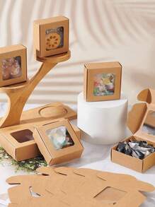 20 件/10 件/5 件 - 方形牛皮纸盒，带透明窗口，迷你香皂礼品盒，用于包装珠宝展示婚礼派对礼品，可折叠纸质礼品盒，用于派对婚礼包装