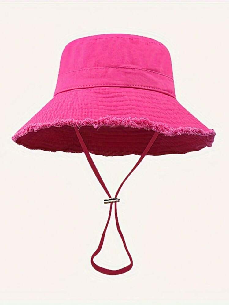 POLOGWON 1pc Women's Drawstring Fur Edge Bucket Hat Soft Fabric Windproof Sunshade Outdoor Fashion Elegant Gift - Multicolor - View 4