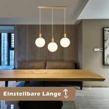Pendant Lamp Dining Table Hanging Lamp Glass - E27 Gold Hanging Lamp 3 Flames Dining Table Lamp Hanging Height Adjustable Pendant Lamp Modern For Dining Room Kitchen Living Room Hallway (Without Bulb) - 3 Flammig - 查看 2