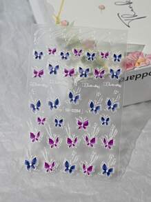 2 张 5D 树脂花卉和蝴蝶指甲贴，2 件 5D 自粘浮雕花朵指甲贴，花卉滑块指甲装饰美甲用品 DIY，适用于手足美甲