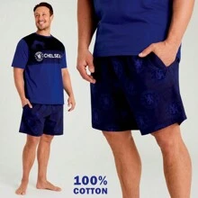 Chelsea F.C. Short Pyjama Set Cotton Lounge Wear Gift - Blue - View 4