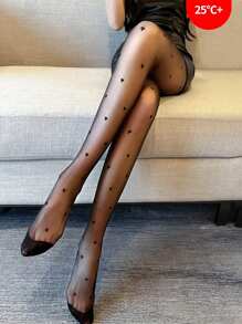 1 Pair Cute Heart Pattern Jacquard Tights For Women, High Waist Stirrup Pantyhose, XS-M