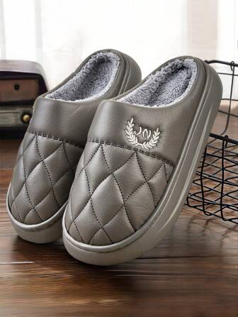 男士家居拖鞋 EVA 厚底时尚条纹防滑柔软毛茸卧室鞋记忆泡沫舒适女式拖鞋灰色