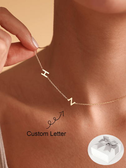 Customized Name Necklace,Asymmetrical Letter Necklace ,Sideways Initial Necklace,Personalized Name - Minimalist Gifts For Her ,Gifts For Bestfriends,Contracted,Simple,Old Money,Soccer Mom,Casual Custom,Personalized,Unique Ideal Gifts For Her Girlfriend,Mom,Family,Friends For Anniversaries,For Birthdays,For Daily Wear,For Prom,For Mother's Day,For Valentine's Day,For Graduation,For Weddings Valentines