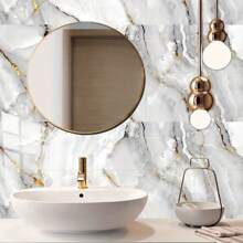 10pcs Marble Pattern Tile Stickers, Waterproof Oilproof Removable PVC Floor Sticker For Kitchen Home Decor