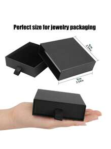 10pcs Jewelry Gift Box, Black 3.5 X 3.5 X 1 Inch Cardboard Jewelry Box, Bulk Small Jewelry Boxes With Lid For Necklace Ring Earrings Display Box, Earring Ring Necklace Storage Boxes Back To School - Black - View 2