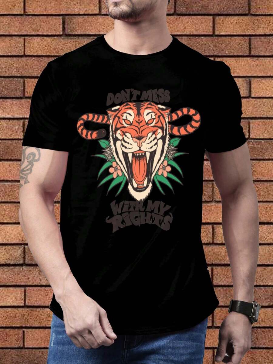 Bold And Colorful Men's T-Man Shirts With Empowering Statements And Fierce Floral Designs - Black - View 1