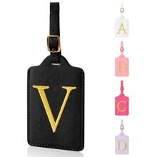 Personalized Initial Luggage Tags For Suitcases, Chenille Letter Cute Luggage Tags With Privacy Cover Name Card, Embroidered Luggage Travel Bag Tags Gifts For Women Kids Teens,Christmas Gifts Summer Black Travel Essentials Workout School Supplies Camping Holiday Essentials Vacation Accessories Travel Accessories Cruise Suitcase Tag Bag For School School Accessories School Stuff