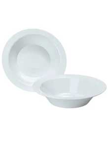 10/25 件 7.5 英寸和 4 英寸派对风格金边碗，可重复使用硬塑料 PS 沙拉、汤、酱汁、水果、甜点碗，适用于家庭、派对、婚礼、酒店使用 - 白色 - 查看 15