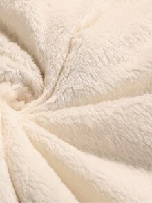 女士纯色长袖抽绳连帽休闲羊毛夹克，冬季