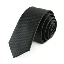 Officeau OFFICEAU 5cm Black Skinny Necktie For Men, Casual & Versatile