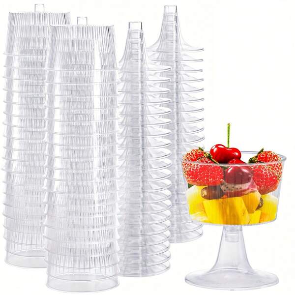 25 Pcs Striped Round Mini Dessert Cups, Plastic Parfait Appetizer Cup, Parfait Cups, Dessert To Go, Yogurt Parfait Containers, Small Mousse Cups For Wedding Party Birthday Party