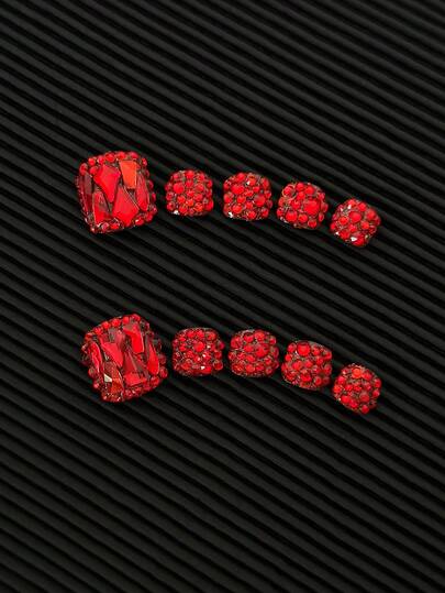 10 piezas/paquete Pegatinas para uñas cuadradas completamente llenas de rhinestones brillantes, hechas a mano con diamantes transparentes multicolor irregulares y diseño de lentejuelas, envoltorios para uñas completas reutilizables y llamativos para mujeres