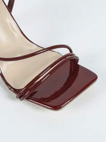 Giày sandal cao gót mũi vuông màu hồng cánh sen dành cho nữ, kiểu dáng gợi cảm, tối giản, thoải mái, giúp kéo dài đôi chân, phù hợp với trang phục mùa xuân hè. - Màu Đỏ Sâu - Xem 8