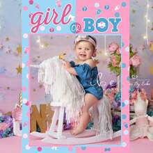 1pc Gender Reveal Birthday Party Handheld Photo Paper Frame, Pink Photobooth Prop, Party Supplies Birthday Shower Party Decoration,Christmas
