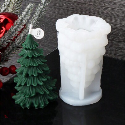 3D Christmas Tree Candle Molds Silicone Pine Tree Silicone Mold For Epoxy Resin Casting DIY Aromatherapy Candles Plaster Making Home Decor Tool