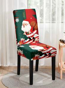 1pc/4Pcs Christmas Chair Cover, Christmas Atmosphere Decoration High Back Stretch Dining Chair Cover, Christmas Home Decor Chair Cover,Merry Christmas, Christmas Ddecorations, Christmas Party Supplies (Due To Different Production Batches, The Pattern Position And Direction Are Random)
