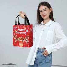 Bolsa de regalo de fieltro no tejido laminado con diseño tridimensional de Navidad, bolsa con laminado en caliente - Multicolor - Ver 8