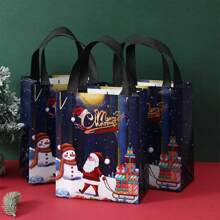 Bolsa de regalo de fieltro no tejido laminado con diseño tridimensional de Navidad, bolsa con laminado en caliente - Multicolor - Ver 3